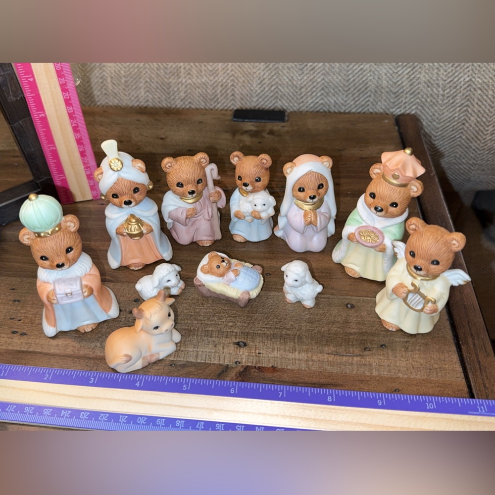 NWT VINTAGE HOMCO Nativity Bears Lot 5412 set of 11 figurines Christmas Holiday - Picture 2 of 3